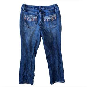 Christopher Banks Petite 4P Women's Straight Leg Jeans Embroidered Pockets